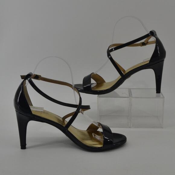Thalia Sodi Black Patent Leather Sandals Heels Strappy 8.5 - Picture 5 of 14